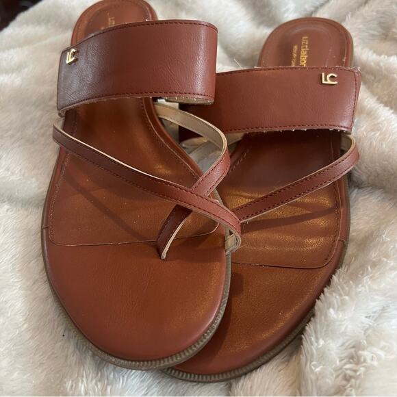 Liz Claiborne LC Women's Memory Foam Anson Cognac Brown Sandals - Size 8.5M - Picture 2 of 7